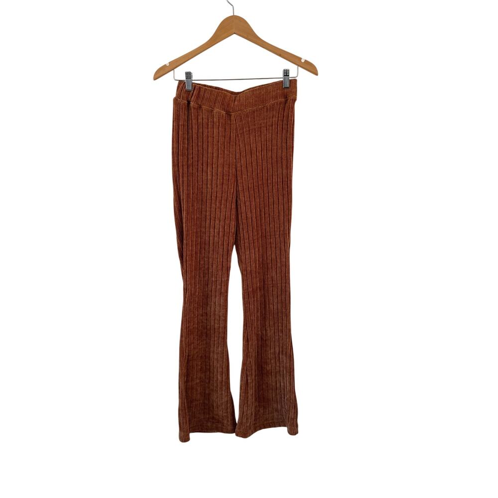 GB Brown Ribbed Velour Pants Size Small Missing Tie Belt